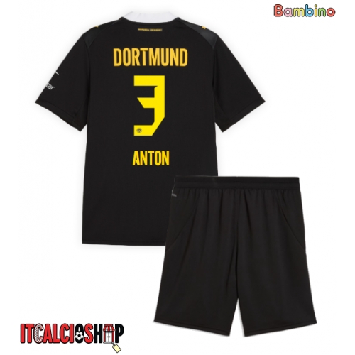 Borussia Dortmund Waldemar Anton #3 Seconda Maglia Bambino 2026-27 Manica Corta (+ Pantaloni corti)
